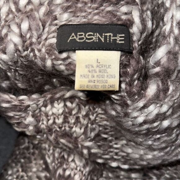 Ladies Size M Absinthe Heathered Brown Mock Neck Braid Ribbed Knit Sweater - Picture 2 of 9